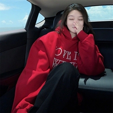 美式复古小众设计感圣诞珍珠红色卫衣女秋冬潮牌上衣外套W880，男装卫衣，星座1116A（原606A-3）