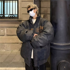 美式复古字母刺绣设计感棉服冬季街头情侣加厚面包服M8030P108，男装棉衣，星座1116-2
