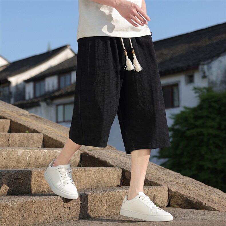 夏季风男装棉麻七分裤直筒超宽松休闲中裤A266-1-KZ880-P56图片