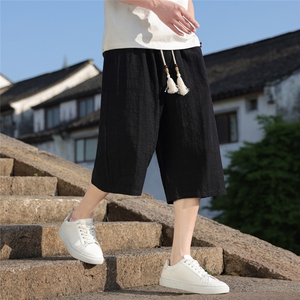 夏季风男装棉麻七分裤直筒超宽松休闲中裤A266-1-KZ880-P56图片