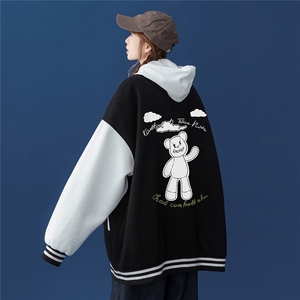 2022春季新品百搭简约卡通印花夹克休闲棒球服外套潮 G94 P65控78图片