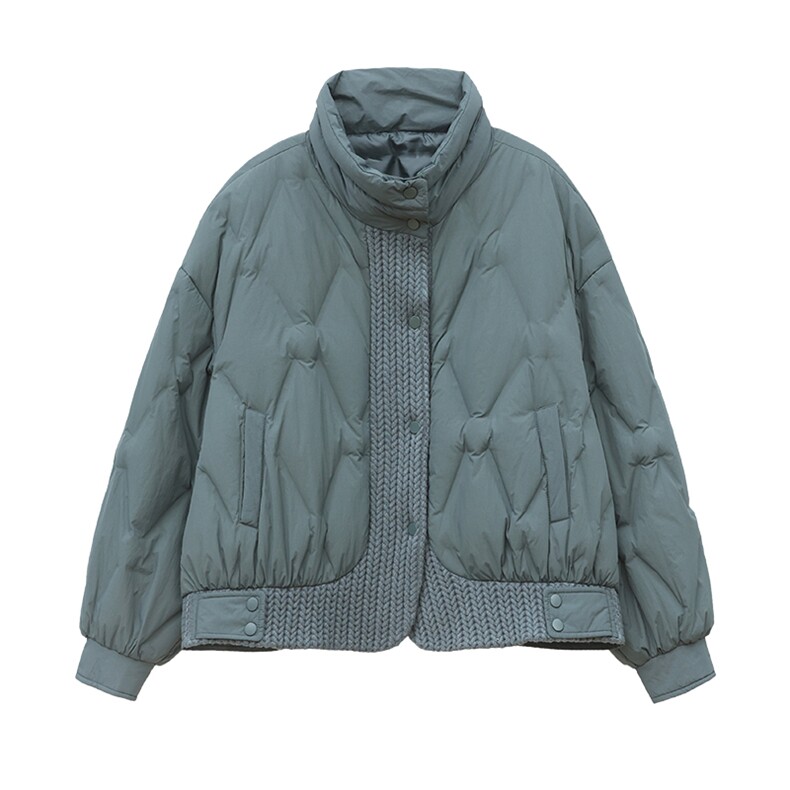 全年备货~2023冬季新款羽绒服毛线拼接短款白鸭绒外套,女装羽绒服,忆绮罗