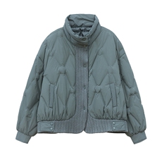 全年备货~2023冬季新款羽绒服毛线拼接短款白鸭绒外套，女装羽绒服，忆绮罗