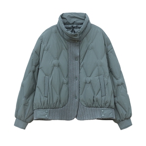 全年备货~2023冬季新款羽绒服毛线拼接短款白鸭绒外套图片