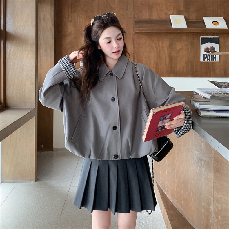 新品格子拼接短外套2C158-6043-P155-K248,女装短外套,2C158