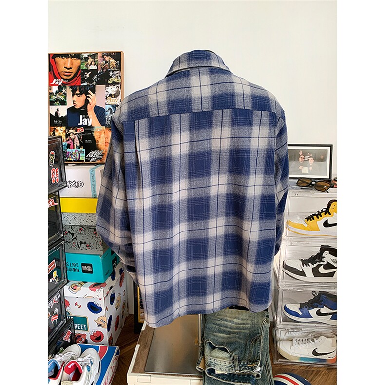 特P60无差价新款春秋百搭时尚潮流格子衬衫-HS2319假模鞋盒景,男装衬衫,电商A003