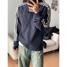 有货。日系三条杠拉链外套男2026卫衣W6927-P49，女装短外套，星座412-3