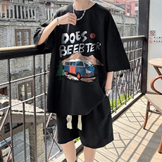 华夫格套装运动短袖t恤套装休闲两件套一套HZ84269-P44，男装T恤，电商A040