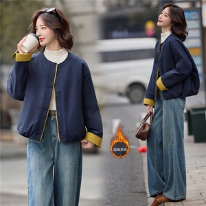 黄色宽松巨好看小个子棉服女撞色拼接2025冬季新款短外套气质图片