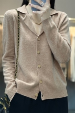 25秋冬新款纯羊毛宽松西服领开衫毛衣外套女显瘦百搭针织羊绒上衣，女装羊毛衫，邦太羊绒