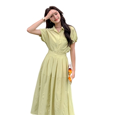 现货-夏季新款简约小清新绿色两件套P135-K198，女装套装/套裙，浙宝203