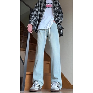 大货~ 美式高街vibe修身微喇抽绳松紧腰牛仔裤男K551-特P42 控68图片