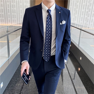 韩东大门西装男套装韩版新郎结婚英伦职业装修身休闲小西服纯色图片