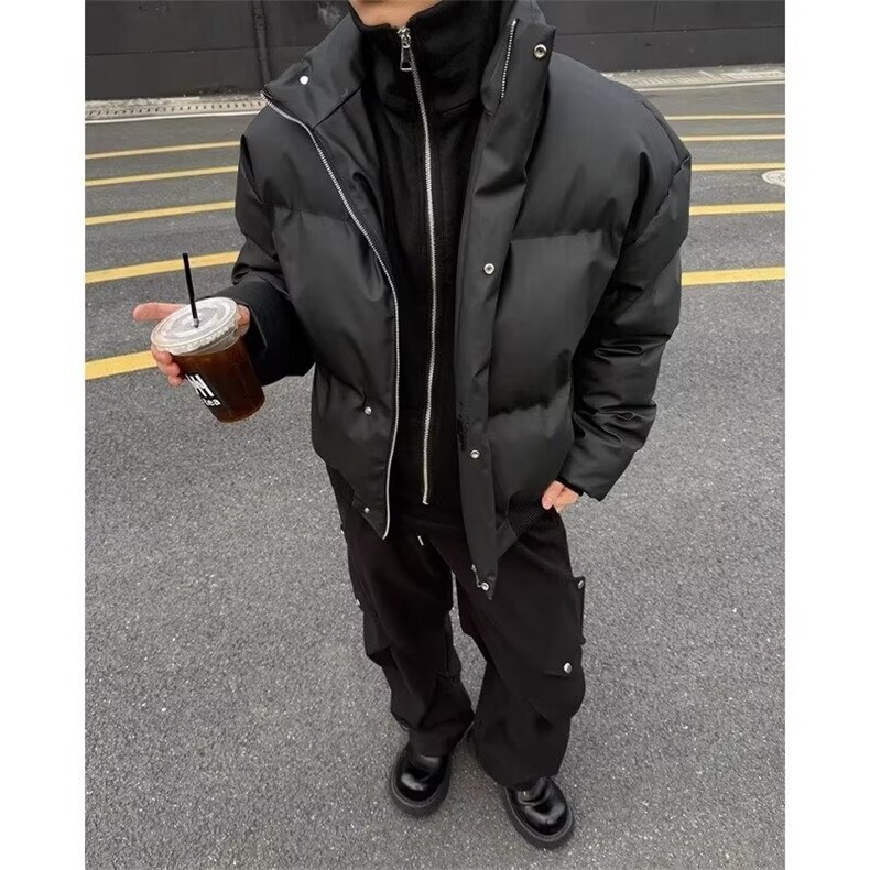 立领棉服2025新款修身短款假两件外套设计感纯色棉衣MF433-P88,男装棉衣,星座412-3