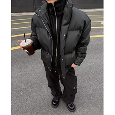 立领棉服2025新款修身短款假两件外套设计感纯色棉衣MF433-P88，男装棉衣，星座412-3