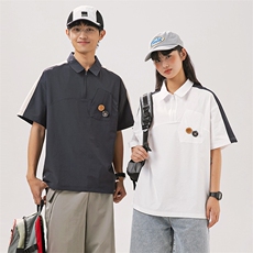 2024夏季新款男日系潮牌拼色polo衫宽松翻领短袖T恤PL66-F55，男装Polo衫，电商A101（原外27）
