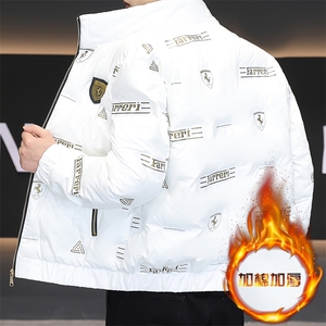 1018-MY923-P95重磅棉衣男韩版潮流短款羽绒棉服亮面高级感立领图片