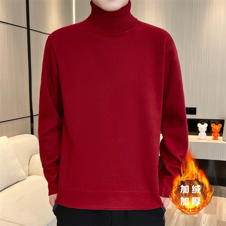 2023-403-1-M669-P26跑量新款一体绒高领毛衣男士针织衫加绒时尚图片