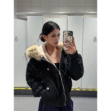 现货重磅boxy短款棉衣座山雕大毛毛领男女棉服水洗工装厚外套，男装棉衣，电商A486
