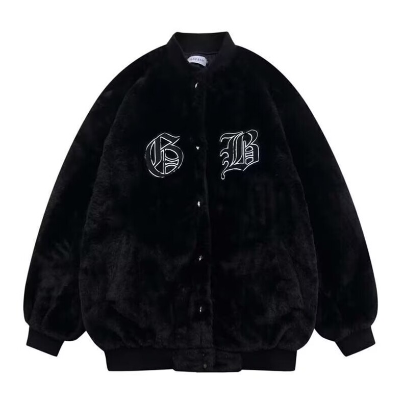 M04-P83冬季暗黑高街风兔毛字母刺绣棒球服棉服男潮流休闲美式,男装棉衣,电商B323A