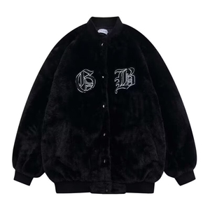 M04-P83 冬季暗黑高街风兔毛字母刺绣棒球服棉服男潮流休闲美式图片