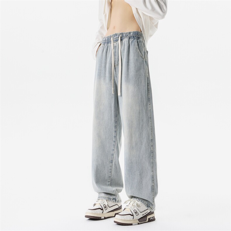 8XL-M牛仔裤美式潮牌复古水洗做旧特大码直筒宽松长裤NZ9009/P58,男装牛仔裤,电商B238