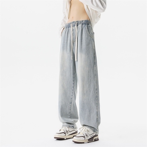 8XL-M牛仔裤美式潮牌复古水洗做旧特大码直筒宽松长裤NZ9009/P58,矮个 冬天 长筒包裙 搭配图片