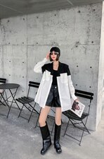 链条款西装衬衫拼接，女装西装，C&B