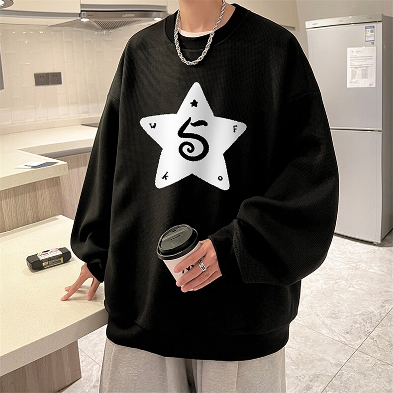 华夫格卫衣圆领卫衣男大码长袖t恤男外套HW76368-P30,男装卫衣,电商A040