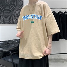 YT26231-P30亚短袖t恤男大码五分袖男宽松七分袖港风模特，男装T恤，电商A040
