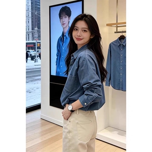 现货 春季新款男女牛仔长袖衬衣美式复古开衫上衣外套WLC700-P45图片