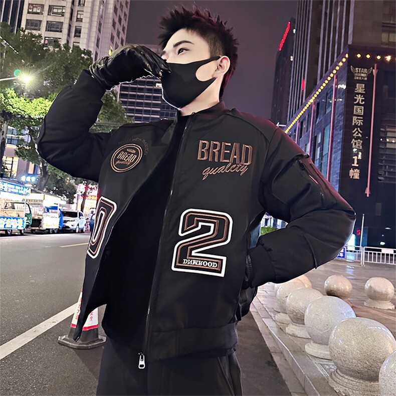 B39/P118控158冬季设计感男士加厚贴标刺绣棉衣棒球领棉衣袄子男1，男装棉衣，星座305B