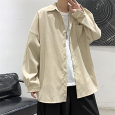 秋装现货灯芯绒纯色港风男装宽松衬衫上衣D201-DM80-P45，男装衬衫，电商D321-1
