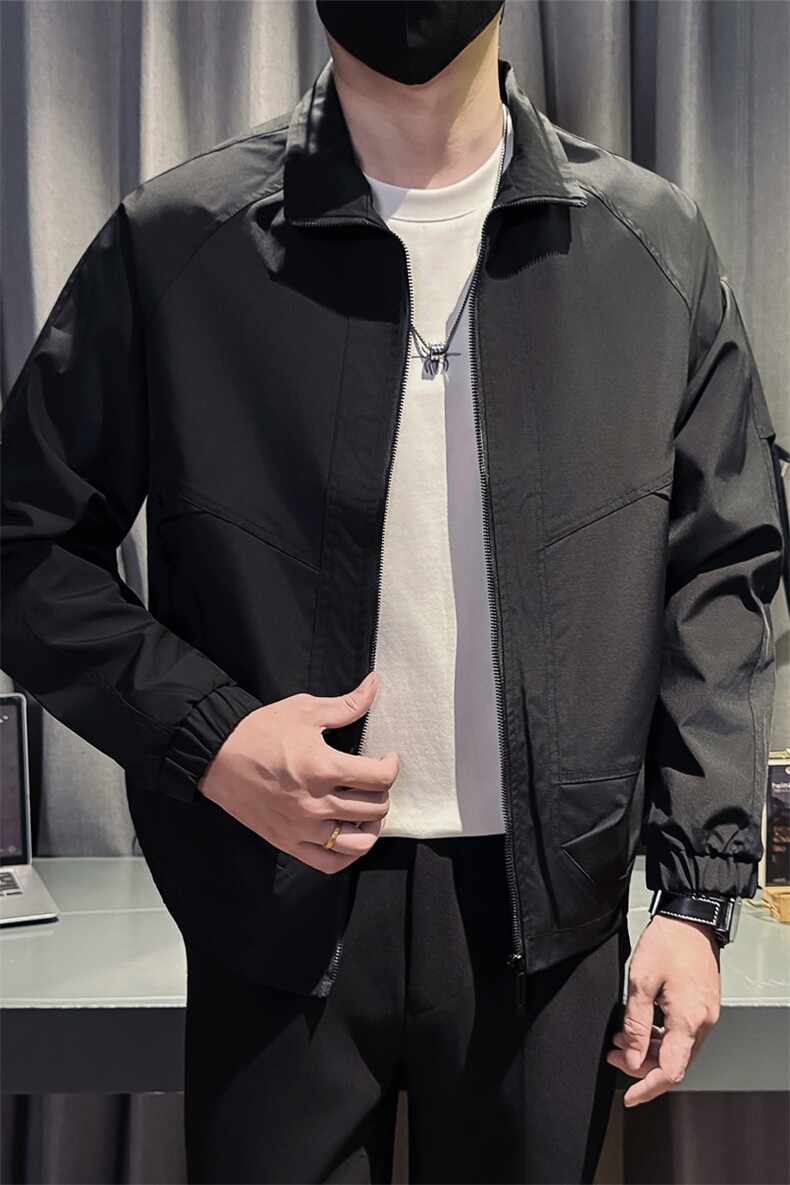 秋装新款社会小伙时尚工装夹克男店主外套男JK93-P78控128黑色,男装夹克,星座301B-1