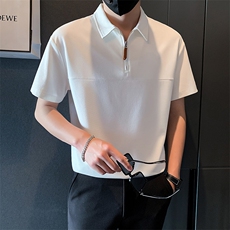 2025新款夏季短袖T恤男设计感拉链Polo衫版型A313-1-A110-P55，男装T恤，电商A313-1