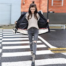 2020冬季新款时尚刺绣棉衣外套保暖显瘦长款羽绒服女，女装棉衣/棉服，涵亦佰惠