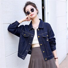 深蓝牛仔外套女短款2025秋装新款显瘦百搭复古设计感小众上衣，女装牛仔外套，意芙