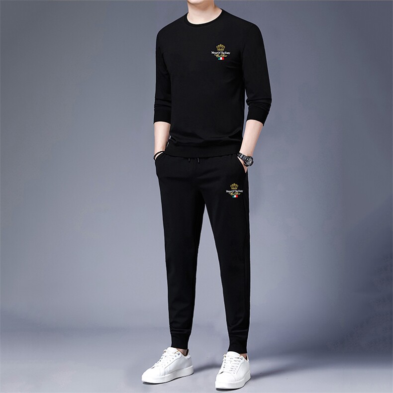 卫衣男秋季2023新款长袖圆领商务休闲套装中年男士时尚潮流两件套，男装休闲套装，电商B212（原钱塘6029）