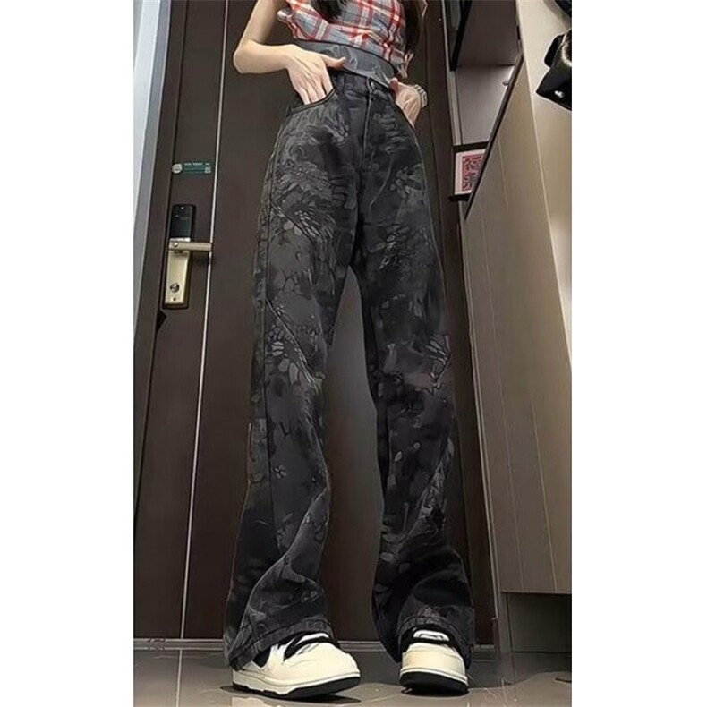 迷彩蛇纹牛仔裤男女帅气炸街裤子高腰修身显瘦微喇裤K569，男装牛仔裤，星座1116A（原606A-3）