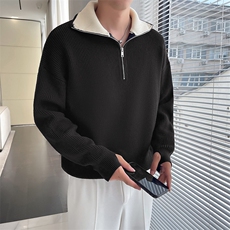 轻熟风~早秋新款拼色高领毛衣开衫新M066/P85，男装针织衫/毛衣，电商B331