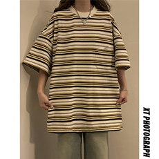 1中性大码M-5XL条纹短袖T恤立体口袋设计短袖T恤男DT8768P40控59，男装T恤，星座226-2