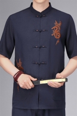 中老年男棉麻短袖中式唐装男风夏季亚麻套装SFC9782-P90，男装民族服装，星座1105-3