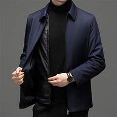 男装看可脱卸内胆羽绒服冬季新款中年男士翻领加厚保暖白鸭绒外套，男装羽绒服，电商B212（原钱塘6029）