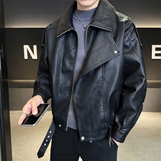 男装皮衣2025秋季新款翻领休闲百搭宽松皮外套C317-J918-P175，男装皮衣，电商C317
