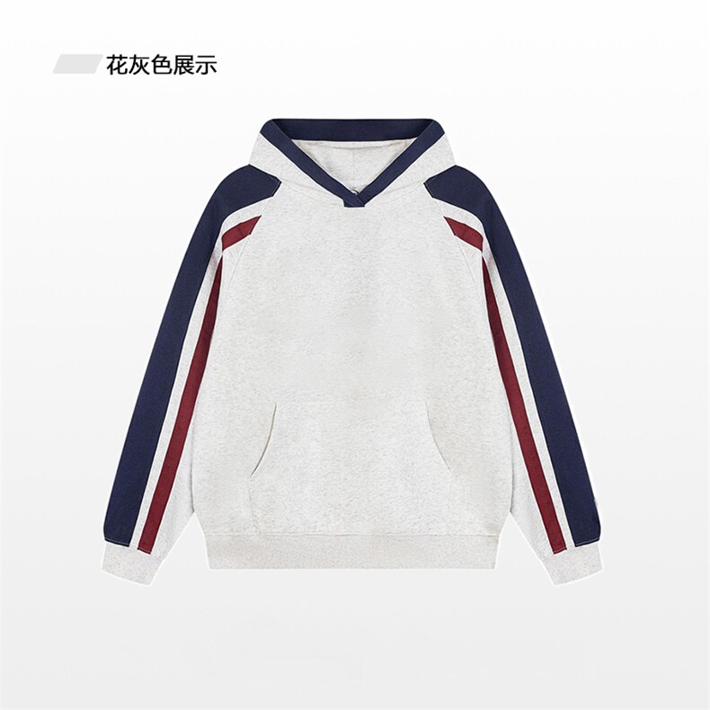 抖音得物二开25秋冬美式重磅全棉拼接撞色连帽卫衣外套CM32,男装卫衣,电商A486