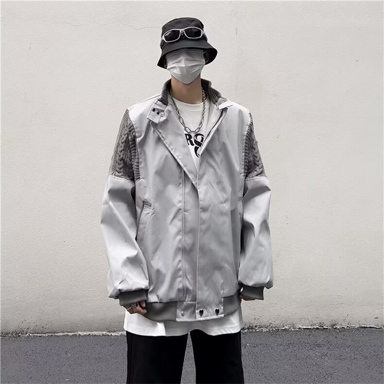 夹克男美式潮流针织拼接外套秋季宽松痞帅高街棒球服6592P63,男装夹克,星座410-2