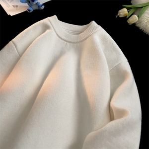 圆领毛衣男秋冬季加绒加厚休闲内搭毛线衣大码纯色软糯打底针织衫图片