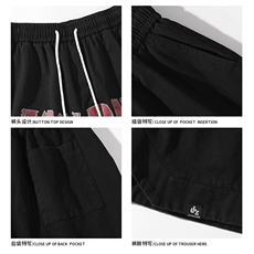 2023夏季新款白底大码美式大印花开叉短裤M-5XHK23171-P45，男装休闲裤，电商A022