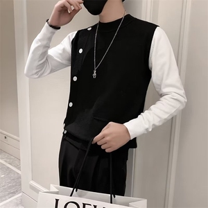 高级感毛衣男秋冬季打底衫痞帅线衣2024新款男装潮牌假两S548-P48图片