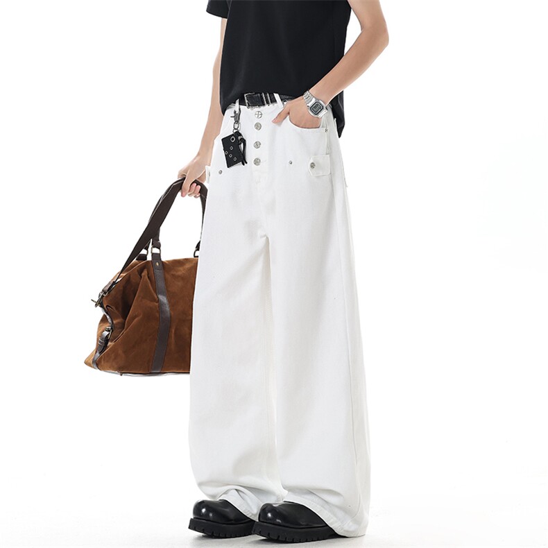 2026春夏潮牌设计感纽扣弯刀裤xz906-1-K1307特价P50控98，男装休闲裤，星座906-1（原电商a316-2）